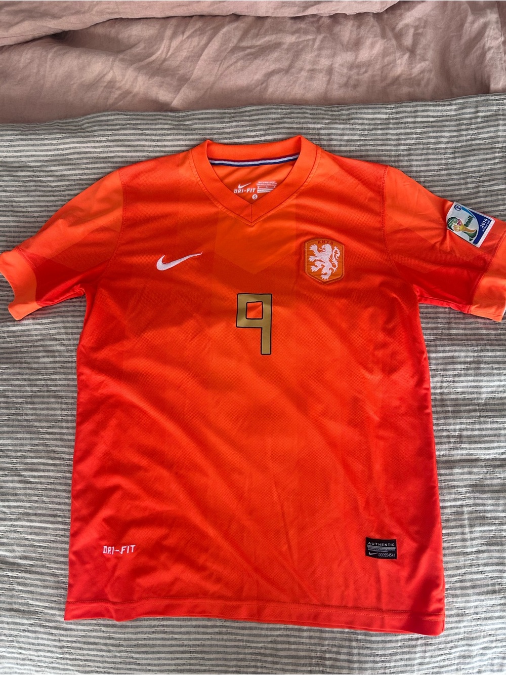 Nike Orange Netherlands Football Jersey with #9